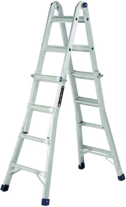 Louisville L-2098-17 Multi-Purpose Ladder, 9 to 15 ft Max Reach H, 16-Step, Type IA Duty Rating, Aluminum