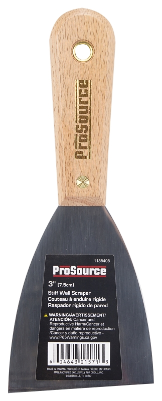 ProSource 01571R Wall Scraper, 3 in W Blade, Full Tang Blade, HCS Blade, Rosewood Handle, 7-3/4 in OAL