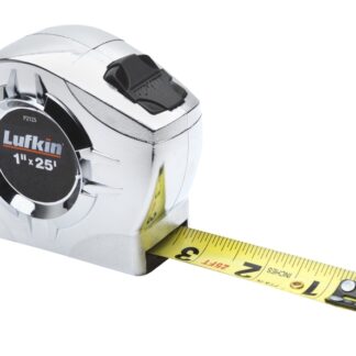 Crescent Lufkin P2125N Tape Measure, 25 ft L Blade, 1 in W Blade, Steel Blade, Chrome Case