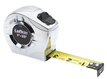 Crescent Lufkin P2125N Tape Measure, 25 ft L Blade, 1 in W Blade, Steel Blade, Chrome Case