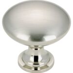 Richelieu DP9041195 Cabinet Knob, 1-3/32 in Projection, Metal, Brushed Nickel