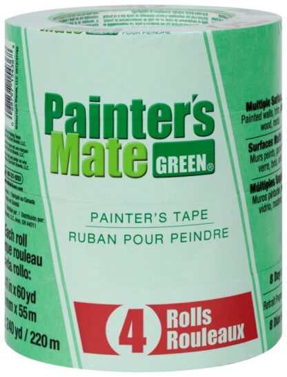 Painter's Mate 684275 Painter's Tape, 60 yd L, 1.41 in W, Green, 4/PK