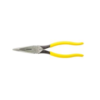 KLEIN TOOLS D203-8 Nose Plier, 8-7/16 in OAL, 1-1/4 in Jaw Opening, Yellow Handle, Dipped Handle, 1 in W Jaw