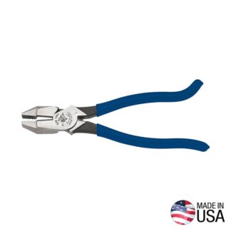 KLEIN TOOLS D213-9ST Ironworker's Plier, 9-3/8 in OAL, Blue Handle, Hook Bend Handle, 1-1/4 in W Jaw, 1.594 in L Jaw