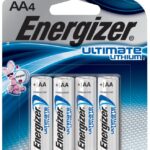 Energizer L91SBP-4 Household Battery, 1.5 VDC Battery, 3400 mAh, AA Battery, Lithium