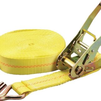 ProSource FH64072 Tie-Down, 2 in W, 40 ft L, Polyester Webbing, Metal Ratchet, Yellow, 3333 lb, Steel End Fitting