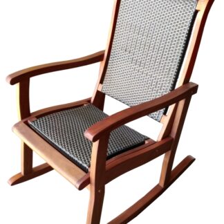 Seasonal Trends IP305-089 Wood Rocker with Wicker, 610 mm OAW, 860 mm OAD, 990 mm OAH, Mahogany Wood/Plastic Wicker