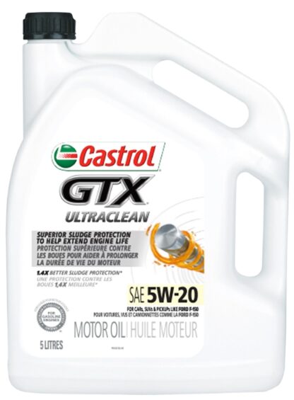 Castrol GTX ULTRACLEAN 000153A Motor Oil, 5W-20, 5 L Jug Sells in Quantity of 3