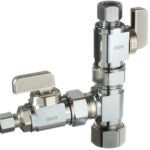 Dahl mini-ball E33-5000 Dual Shut-Off Valve, 5/8 x 3/8 x 1/4 in Connection, Compression, Manual Actuator, Brass Body