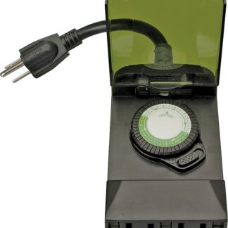 Woods 50011 Mechanical Timer, 15 A, 125 V, 1875 W, 24 hr Time Setting, 24 On/Off Cycles Per Day Cycle, Black