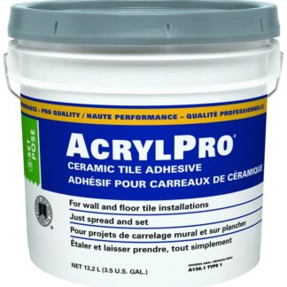 Custom AcrylPro CARL40003 Professional Tile Adhesive, White, 13.25 L Pail