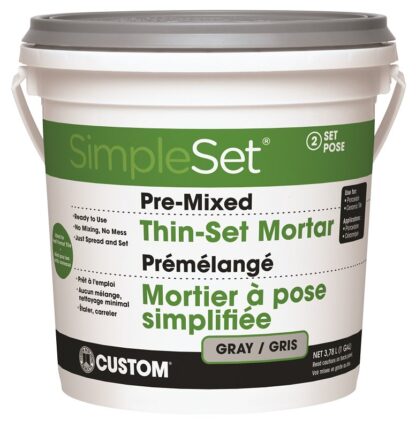 Custom SimpleSet Series CCTTSG1-2 Thinset Mortar, Gray, Paste, 1 gal Pail Sells in Quantity of 2