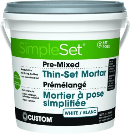 Custom SimpleSet Series CSTTSW1-2 Thinset Mortar, White, Paste, 1 gal Pail Sells in Quantity of 2