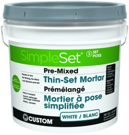 Custom SimpleSet Series CSTTSW3 Thinset Mortar, White, Paste, 3.5 gal, Pail