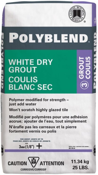 Custom Polyblend CPBWDG25 Non-Shrinking Dry Grout, White, 25 lb Bag