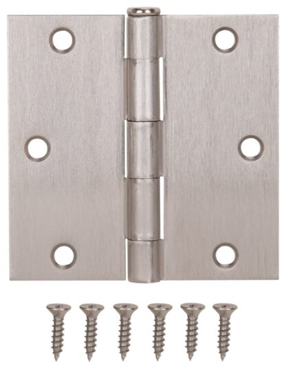 ProSource 20338SNX Square Corner Door Hinge, Steel, Satin Nickel, Loose Pin, 180 deg Range of Motion