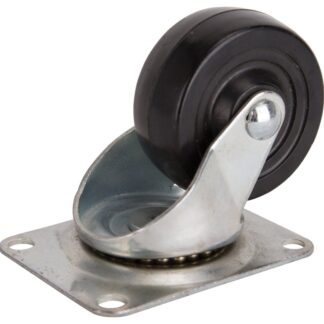 ProSource JC-H07 Swivel Caster, 3 in Dia Wheel, 1.23 in W Wheel, Rubber Wheel, Black, 210 lb, Steel Housing Material