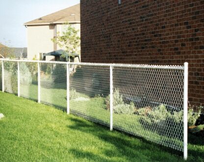 Acculink CVW2148 Chain-Link Fence, 11 ga Mesh Wire, 48 in x 50 ft Mesh, Metal/Vinyl Mesh, White