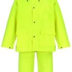 Diamondback OX025PU-L Rain Suit, L, 29-1/2 in Inseam, Polyester, Hi-Viz Yellow, Comfortable Oxford Polyester Collar