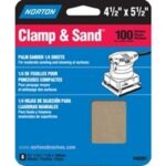 NORTON 48301 Multi-Stand Sheet, 4-1/2 in W, 5-1/2 in L, 100 Grit, Medium, Aluminum Oxide Abrasive, Paper Backing