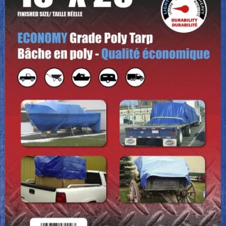 Erickson 57009 All-Purpose Tarp, 20 ft L, 16 ft W, 4 mm Thick, Polyethylene, Blue