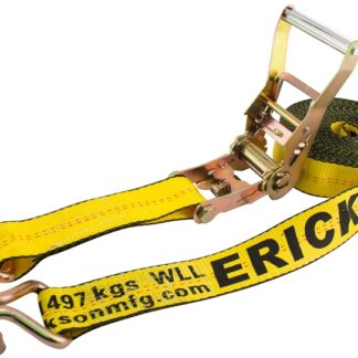 Erickson 68627 Heavy-Duty Strap, 2 in W, 27 ft L, Polyester, Yellow, 3300 lb Working Load, Double J-Hook End