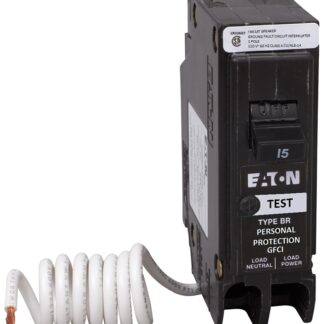 Eaton BRN115GFC Circuit Breaker, GFCI, Type BR, 15 A, 1-Pole, 120 VAC, Center, Long Time, Instantaneous Trip