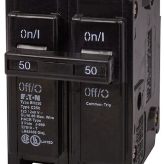 Cutler-Hammer BR250 Circuit Breaker, Mini, Type BR, 50 A, 2 -Pole, 120/240 V, Plug Mounting