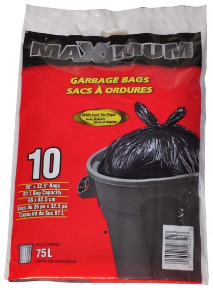 Polyethics 26321 Garbage Bag, Regular, Plastic, Black