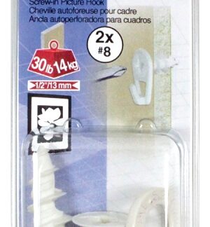 Cobra Anchors 2660 Picture Hook, 30 lb, Nylon, White, #8 Opening