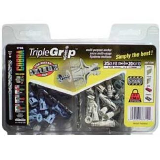 Cobra Anchors TripleGrip 175K Anchor Assortment, #8, #10 Dia, 46 lb, Polyethylene