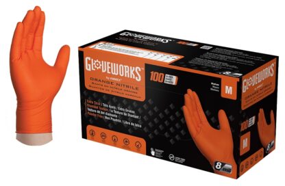 GLOVE NITRILE HD ORNG 8MIL MED