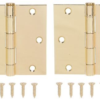 ProSource BH-202PB-PS Square Corner Door Hinge, Steel, Brass, Loose Pin, 180 deg Range of Motion, Screw Mount Mounting