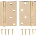 ProSource BH-502PB-PS Square Corner Door Hinge, Steel, Brass, Loose Pin, 180 deg Range of Motion, Screw Mount Mounting