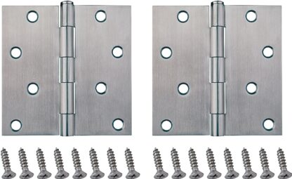 ProSource 20339SS-4S-DB-PS Square Corner Door Hinge, Steel, Brushed, Loose Pin, 180 deg Range of Motion