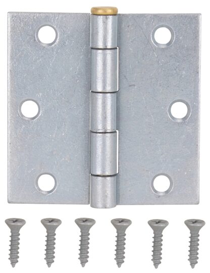 ProSource 20337MGS-PS Square Corner Door Hinge, Steel, Mechanical Galvanized, Loose Pin, 180 deg Range of Motion