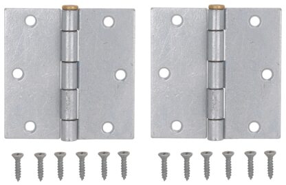 ProSource 20338MGS-PS Square Corner Door Hinge, Steel, Mechanical Galvanized, Loose Pin, 180 deg Range of Motion