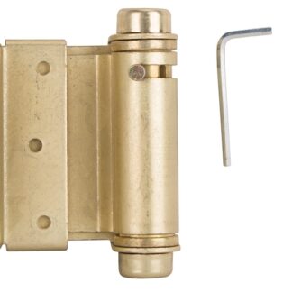 ProSource LR-024-LPS Spring Hinge, Steel, Satin Brass, Tension Pin, 180 deg Range of Motion, Screw Mounting, 12 lb