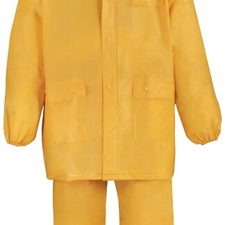 Diamondback 8127-XXXL Rain Suit, 3XL, 32-1/2 in Inseam, PVC, Yellow, Drawstring Collar, Zipper with Storm Flap Closure