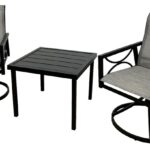 Seasonal Trends SH23S3010W Woodsway Chat Set w/Sling Chairs, Sling Fabric/Steel, Brown/Slat Ridge, Powder-Coated