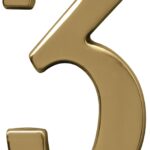 Hy-Ko Prestige Series BR-51PB/3 House Number, Character: 3, 5 in H Character, Brass Character, Brass Sells in Quantity of 3