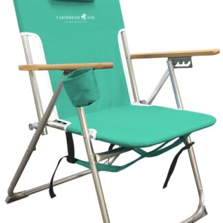 Caribbean Joe CJ-7779 Beach Chair, 25 in W, 23 in D, 35-1/2 in H, Aluminum/Steel Frame, Polyester Seat Sells in Quantity of 4