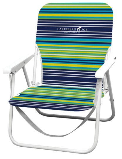 Caribbean Joe CJ-7720 Beach Chair, 22 in W, 16-1/2 in D, 25.2 in H, Steel Frame, Polyester Seat Sells in Quantity of 6