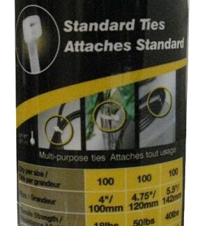 Tradeselect CTB300 Cable Tie Canister, 0.79, 1.22, 0.94 in Max Bundle Dia, Nylon, Black/Natural/Yellow