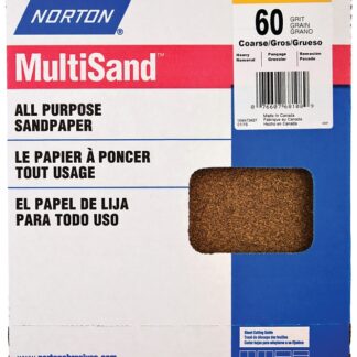 NORTON Adalox 07660700152 Sanding Sheet, 11 in L, 9 in W, Coarse, 60 Grit, Aluminum Oxide Abrasive, Paper Backing Sells in Quantity of 50