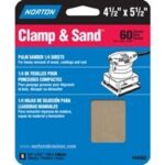 NORTON 48302 Multi-Stand Sheet, 4-1/2 in W, 5-1/2 in L, 60 Grit, Coarse, Aluminum Oxide Abrasive, Paper Backing