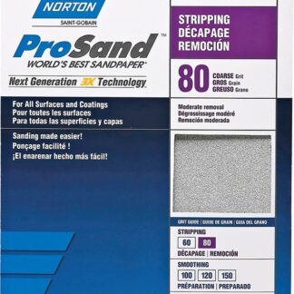 NORTON ProSand 07660768163 Sanding Sheet, 11 in L, 9 in W, Coarse, 80 Grit, Aluminum Oxide Abrasive, Paper Backing