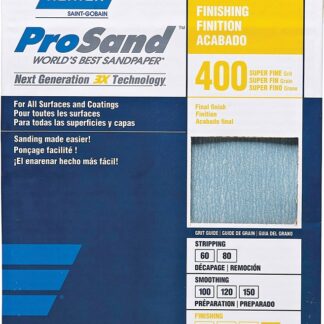 NORTON ProSand 07660768165 Sanding Sheet, 11 in L, 9 in W, Super Fine, 400 Grit, Aluminum Oxide Abrasive