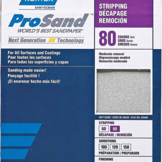 NORTON ProSand 07660768174 Sanding Sheet, 11 in L, 9 in W, Coarse, 80 Grit, Aluminum Oxide Abrasive, Paper Backing