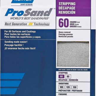 NORTON ProSand 07660768175 Sanding Sheet, 11 in L, 9 in W, Coarse, 60 Grit, Aluminum Oxide Abrasive, Paper Backing